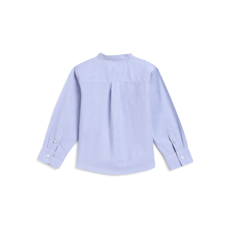 Boys Medium Light Blue Solid Long Sleeve Shirt image number 1